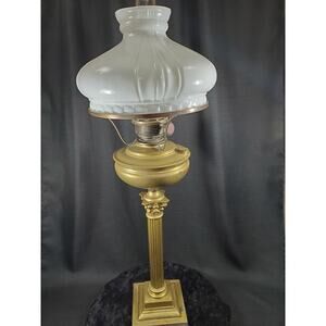 Hinks-Son/Falk Stadelmann and Co.-Famos-Veritas Brass Corinthian Column Oil Lamp